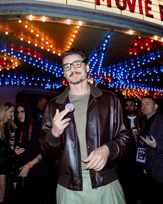 Pedro Pascal Dark Brown Leather Jacket | Majestic Leather — front view | Majestic Leather UK