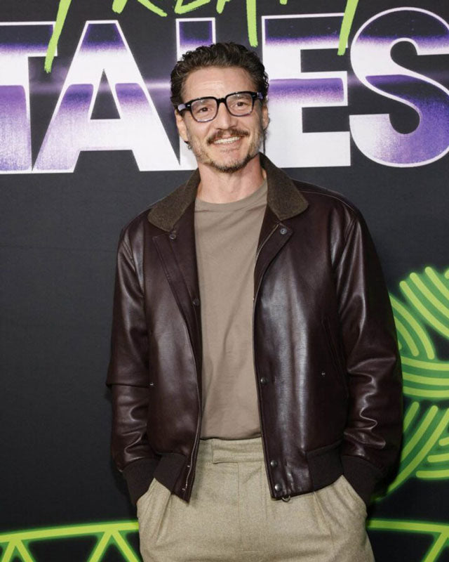 Pedro Pascal Dark Brown Leather Jacket | Majestic Leather — side profile | Majestic Leather UK