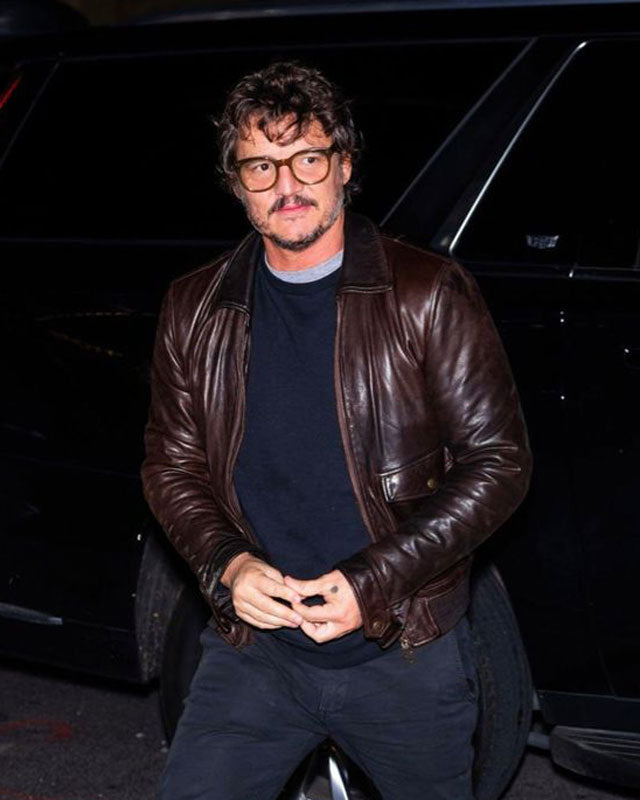 Pedro Pascal Dark Brown Leather Jacket | Majestic Leather — back view | Majestic Leather UK