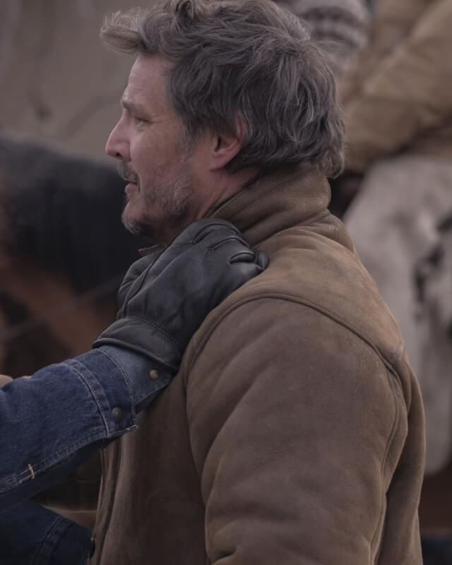 Pedro Pascal The Last of Us Joel Miller Suede Jacket | Majestic Leather — side profile | Majestic Leather UK
