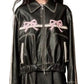 Women Biker - Pink Bow Black Leather Jacket — back view | Majestic Leather UK