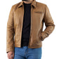RLP Biker Baige Brown Leather Jacket | Majestic Leather — front view | Majestic Leather UK