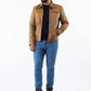 RLP Biker Baige Brown Leather Jacket | Majestic Leather — side profile | Majestic Leather UK