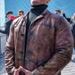 Red Notice Dwayne Johnson Distressed Leather Coat — front view | Majestic Leather UK
