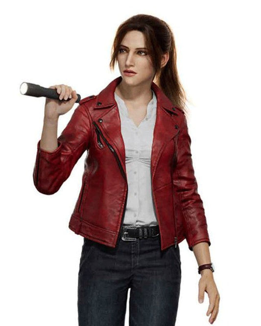 Women Biker - Resident Evil: Infinite Darkness Claire Redfield Biker Jacket — front view | Majestic Leather UK