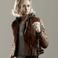 Women Biker - Resident Evil Requiem Grace Ashcroft Brown Leather Jacket — front view | Majestic Leather UK