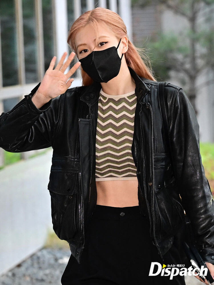 Women Biker - Rose Black Leather Jacket Blackpink Airport Fashion — back view | Majestic Leather UK