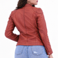 Women's Rust Brown Distressed Moto Style Zip-Up Leather Biker Jacket| Majestic Leather Majestic Leather