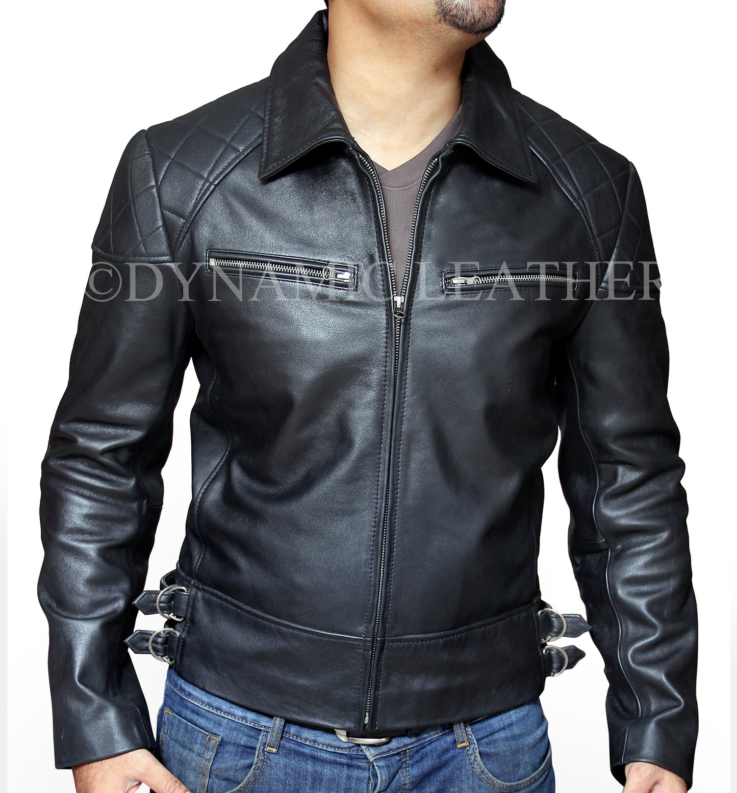 New Men's Terminator Mandarin Collar Style Black Winter Hooded Genuine Real Leather Jacket Majestic Leather