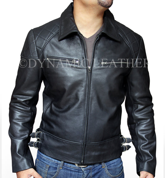 New Men's Terminator Mandarin Collar Style Black Winter Hooded Genuine Real Leather Jacket Majestic Leather