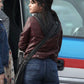 Women Biker - Selena Gomez Fundamentals of Caring Maroon Leather Jacket — product detail | Majestic Leather UK