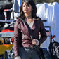 Women Biker - Selena Gomez Fundamentals of Caring Maroon Leather Jacket — interior lining | Majestic Leather UK