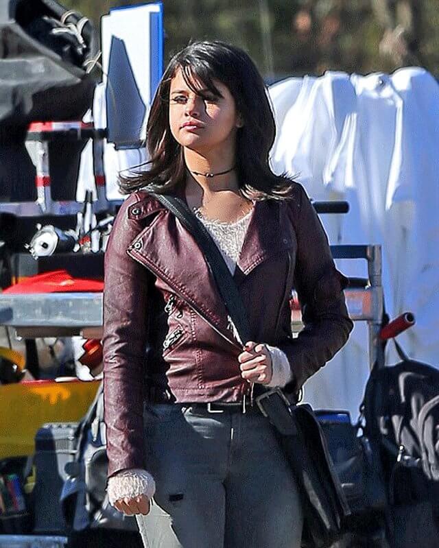 Women Biker - Selena Gomez Fundamentals of Caring Maroon Leather Jacket — interior lining | Majestic Leather UK