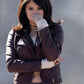 Women Biker - Selena Gomez Fundamentals of Caring Maroon Leather Jacket — side profile | Majestic Leather UK