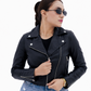 Women's New Real Lambskin Black Biker Short Waist Length Leather Jacket | Majestic Leather Majestic Leather
