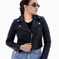 Women's New Real Lambskin Black Biker Short Waist Length Leather Jacket | Majestic Leather Majestic Leather