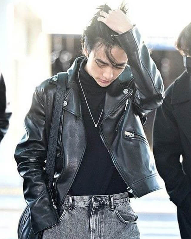 Women Biker - Stray Kids Hyunjin Biker Leather Jacket — side profile | Majestic Leather UK