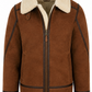 Men's Top Gun B3 Brown Shearling Leather Bomber Jacket — front view | Majestic Leather UK