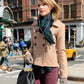 Taylor Swift Beige Short Coat — front view | Majestic Leather UK