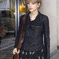 Women Biker - Taylor Swift Street Fashion Leather Jacket — back view | Majestic Leather UK