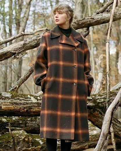 Taylor Swift Evermore Wool Coat — back view | Majestic Leather UK