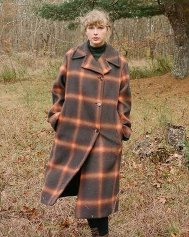 Taylor Swift Evermore Wool Coat — front view | Majestic Leather UK