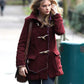 Taylor Swift Maroon Wool Coat — front view | Majestic Leather UK