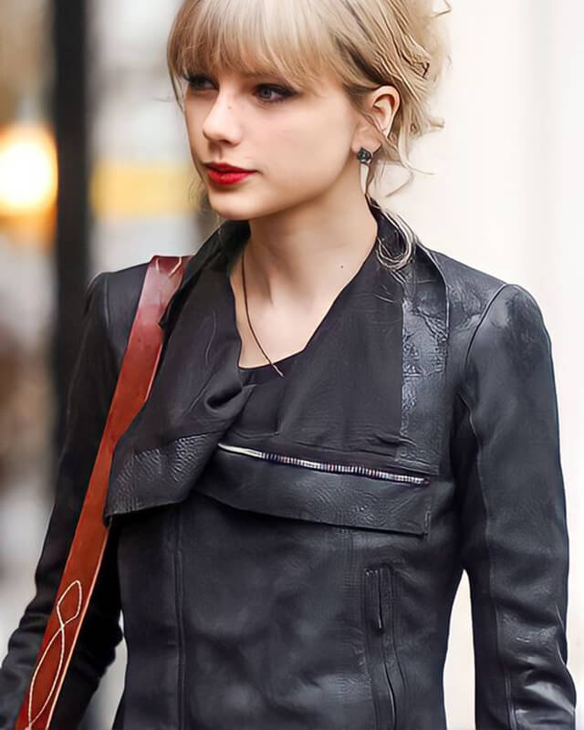 Women Biker - Taylor Swift Street Fashion Leather Jacket — side profile | Majestic Leather UK