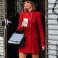 Taylor Swift Wool Red Peacoat — side profile | Majestic Leather UK