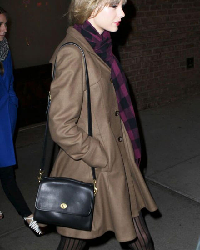 Taylor Swift Brown Frock Coat — side profile | Majestic Leather UK