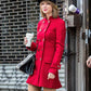 Taylor Swift Wool Red Peacoat — back view | Majestic Leather UK