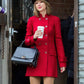 Taylor Swift Wool Red Peacoat — front view | Majestic Leather UK