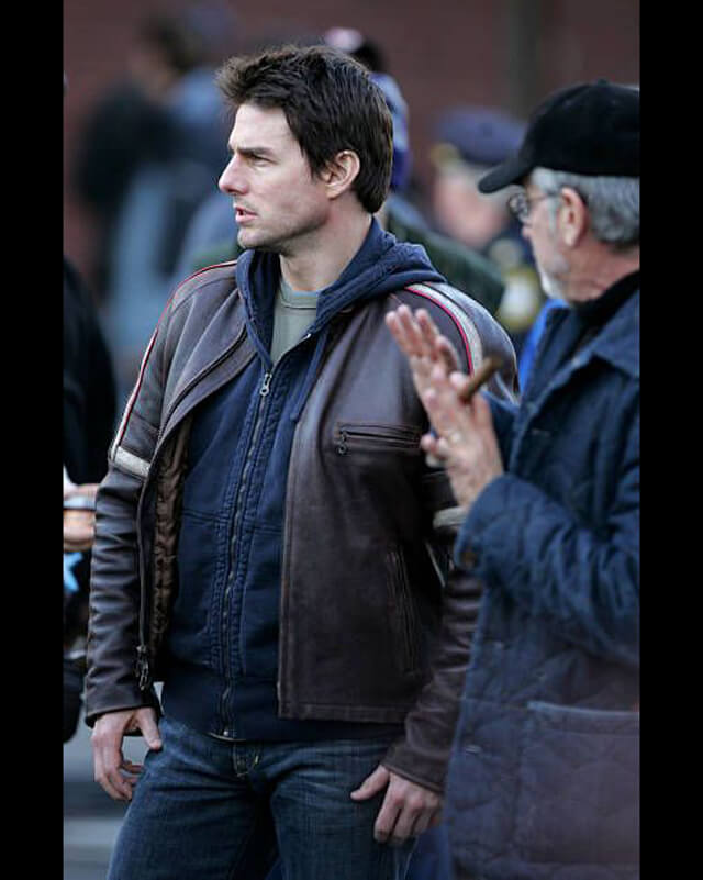 War of the Worlds Tom Cruise Leather Jacket — side profile | Majestic Leather UK