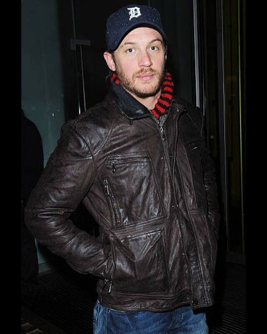 Tom Hardy Biker Leather Jacket | Majestic Leather — front view | Majestic Leather UK