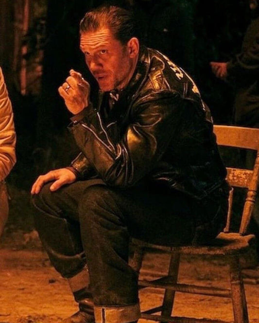 Tom Hardy The Bikeriders Leather jacket | Majestic Leather — front view | Majestic Leather UK
