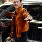 Tom Holland Brown Suede Jacket — side profile | Majestic Leather UK