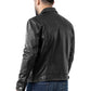 Men's Trucker Black Vintage Leather Jacket | Majestic Leather — side profile | Majestic Leather UK