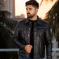 Men's Trucker Black Vintage Leather Jacket | Majestic Leather — interior lining | Majestic Leather UK
