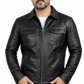 Men's New Black Genuine Lambskin Leather Trucker Jacket – Classic Casual Zip-Up Leather Coat Majestic Leather