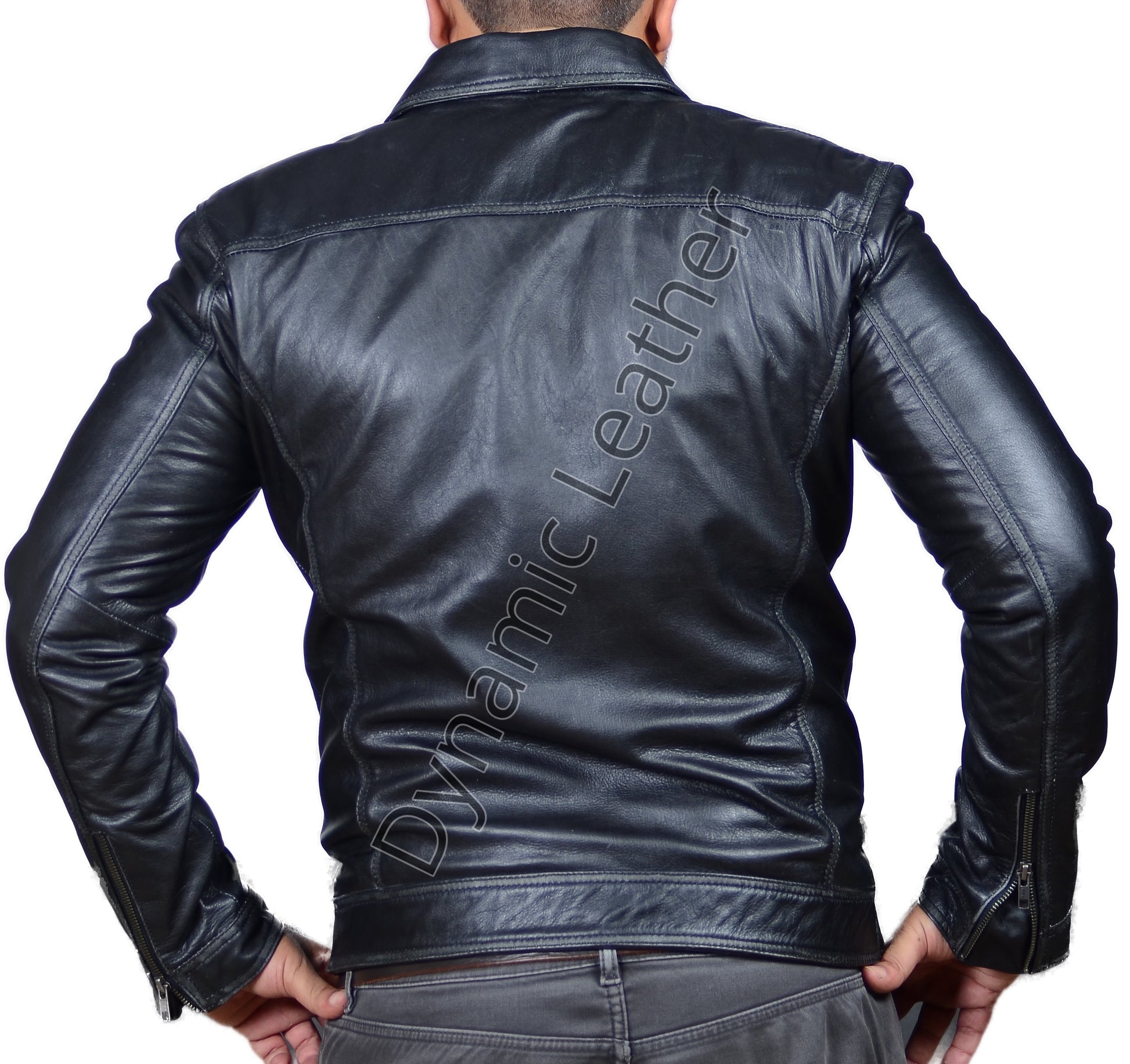 Men's New Black Genuine Lambskin Leather Trucker Jacket – Classic Casual Zip-Up Leather Coat Majestic Leather