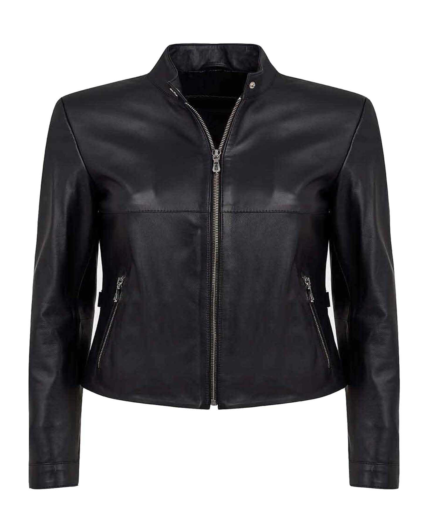 Woman Real Leather Classic Jacket Soft Lambskin | Majestic Leather — front view | Majestic Leather UK