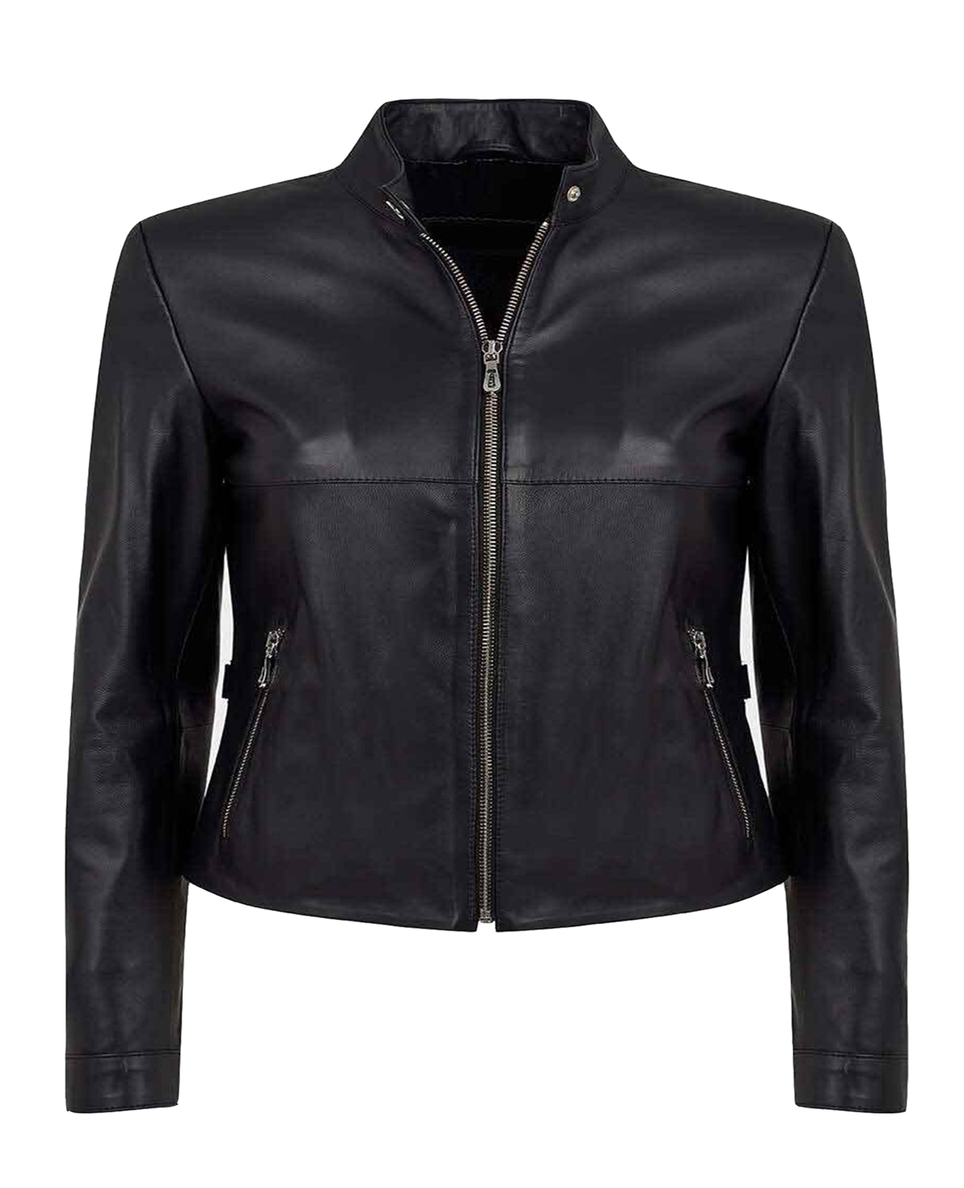 Woman Real Leather Classic Jacket Soft Lambskin | Majestic Leather — front view | Majestic Leather UK