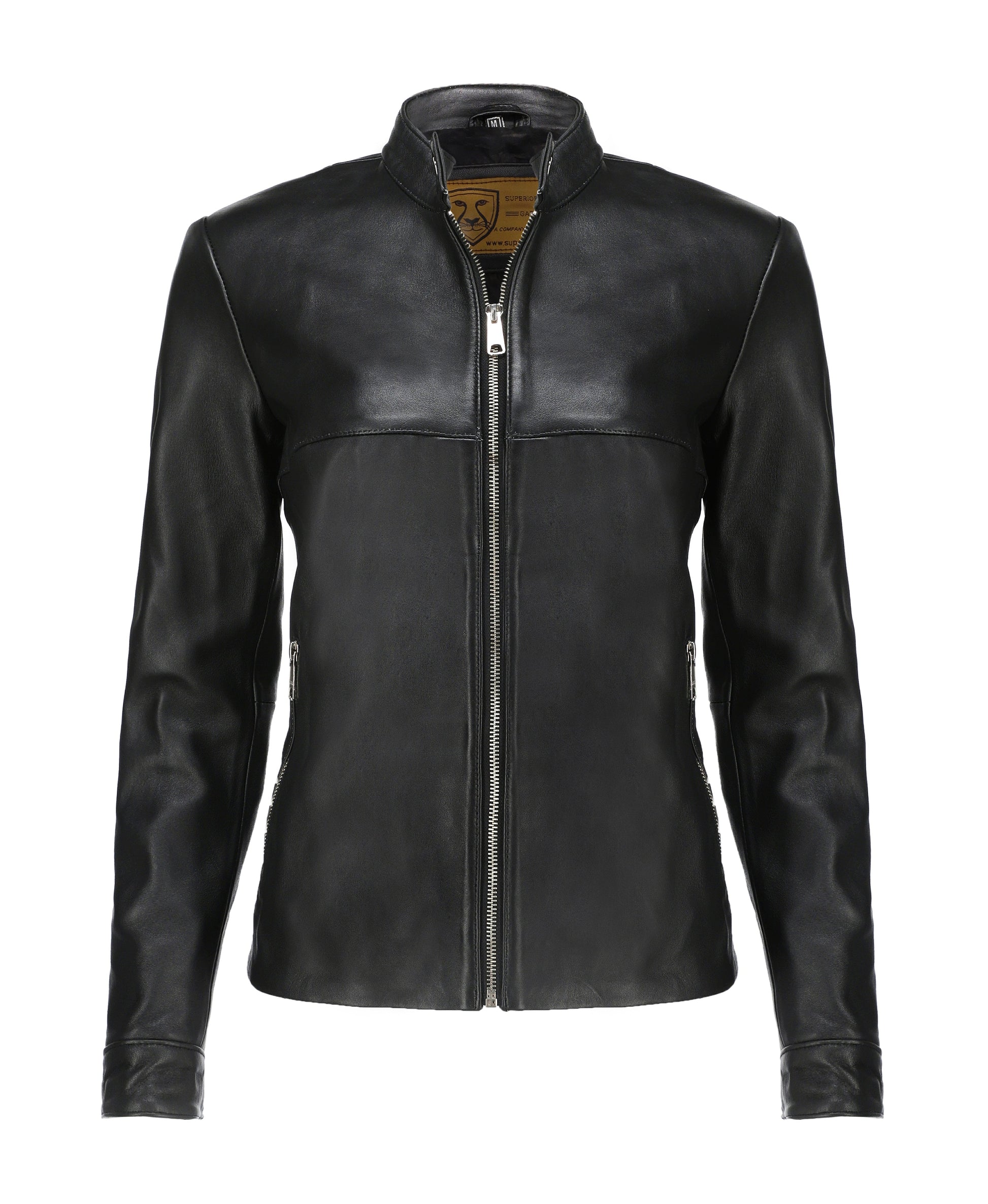 Woman Real Leather Classic Jacket Soft Lambskin | Majestic Leather — back view | Majestic Leather UK
