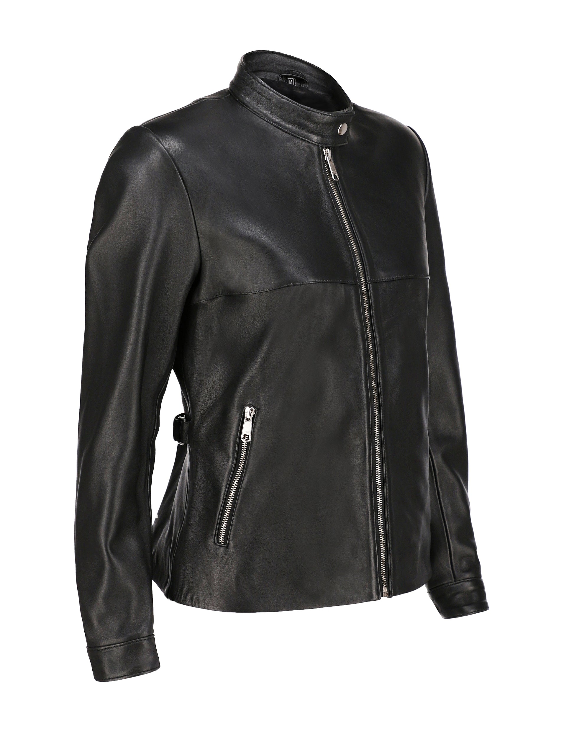 Woman Real Leather Classic Jacket Soft Lambskin | Majestic Leather — collar detail | Majestic Leather UK