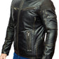 Black Distress Cafe Racer Real Leather Jacket | Majestic Leather — front view | Majestic Leather UK