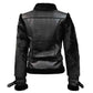Womens Vegan Biker Jacket — back view | Majestic Leather UK