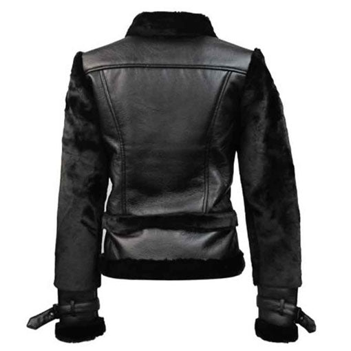 Womens Vegan Biker Jacket — back view | Majestic Leather UK