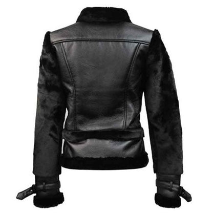 Womens Vegan Biker Jacket — back view | Majestic Leather UK