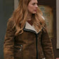 Women Biker - Virgin River Melinda Monroe Suede Shearling Jacket S01 — front view | Majestic Leather UK