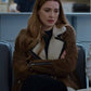 Women Biker - Virgin River Melinda Monroe Suede Shearling Jacket S01 — back view | Majestic Leather UK